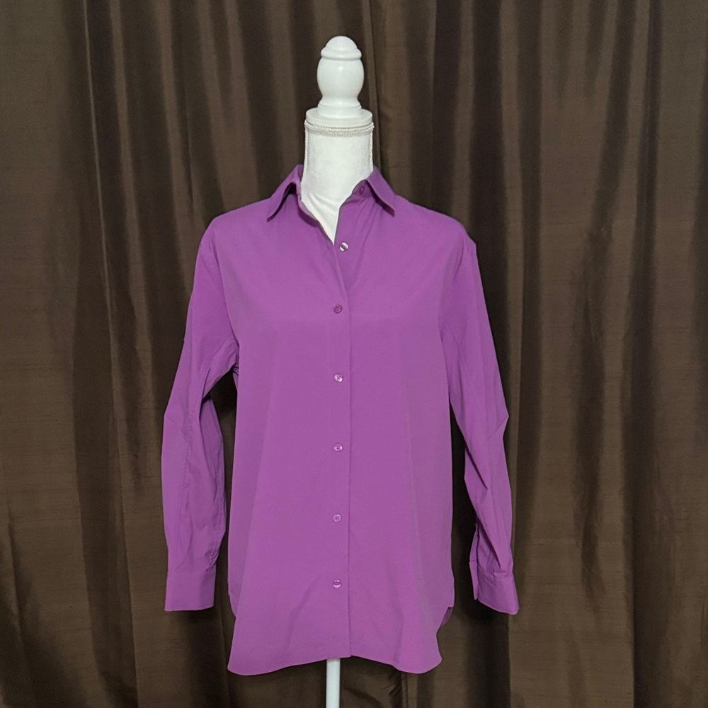 Athleta Vibrant Purple Button-Down Shirt